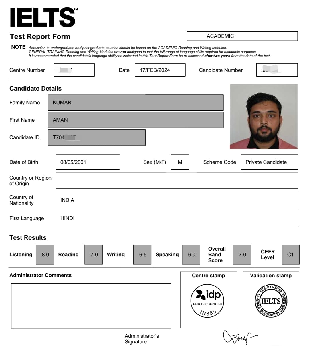 IELTS Scorecard