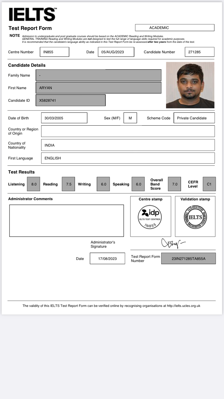 IELTS Scorecard