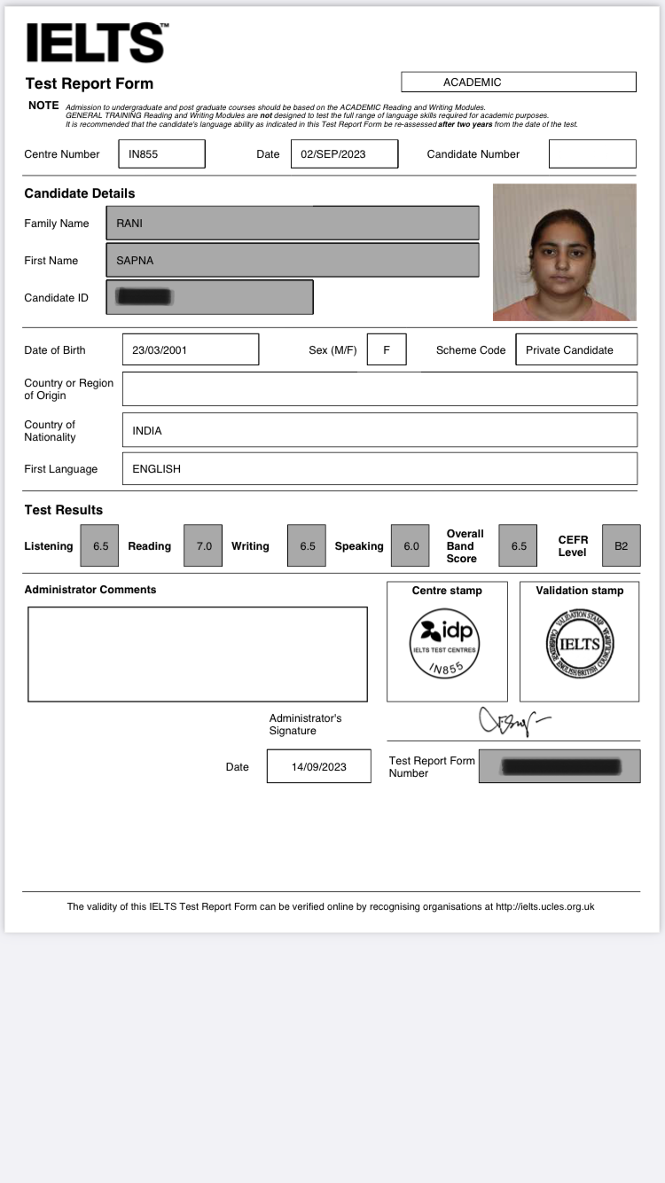 IELTS Scorecard